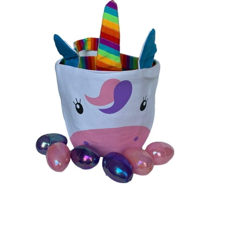 Unicorn Easter Basket With Fillable Iridescent Unicorn Eggs