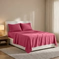 thumbnail image 3 of Lux Decor Collection King Size Sheet Set - 4 Pc King Bed Sheets Set - High GSM Brushed Microfiber Sheets - Up to 16 Inches Deep Pocket Bedding Sheets & Pillowcases, Burgundy, 3 of 10