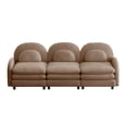 thumbnail image 5 of Teddy Fabric Soft Cloud-like 3-Seat Sofa,Curved Backrest and Armrest with Curved Lumbar Pillows, Modular 3 Seater Couch with Supportive Double-layer cushion, Camel, 5 of 6