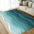 thumbnail image 4 of Turquoise Ombre Stripe Area Rugs 5x7 for Living Room, Summer Beach Abstract Waves Moires Non Slip Washable Rug Runner, Low Pile Indoor Floor Carpet Mat Bathroom Rugs for Bedroom, Kids Room, 4 of 9
