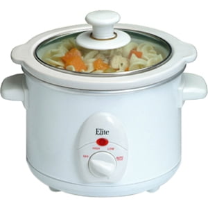 Elite Cuisine MST-250XW 1.5-Quart Round Slow Cooker, White