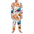 thumbnail image 4 of Kll Flowers Birds And Butterflies Sleepwear Mens Flannel Pajamas,Long Cotton Pj Set, 4 of 9