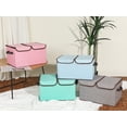 thumbnail image 7 of Unique Bargains Fabric Storage Bin Cube with Handle and Lid Collapsible Basket Grey, 7 of 7