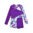 thumbnail image 3 of renvena Kids Girls One Piece Gymnastics Leotard Long Sleeve Ballet Dance Bodysuit Short Unitard Size 4-14 Purple 12, 3 of 7