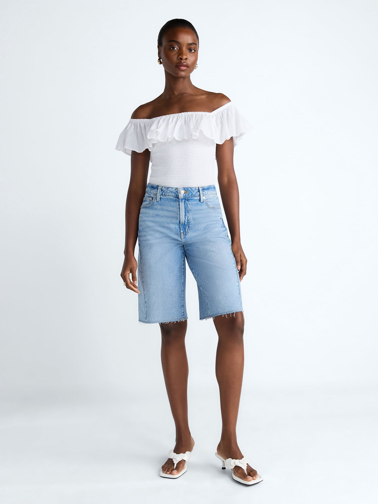 Scoop Women's and Women's Plus Denim Bermuda Shorts, Sizes 0-26W