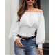 thumbnail image 2 of Sunloudy Blusa de otoño para mujer, Top corto de túnica elástica de manga larga con hombros descubiertos y lunares para damas, negro/blanco/rosa Sunloudy  S/M/L/XL/XXL, 2 of 5