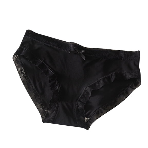 Fewfanhot Women's Essentials Quick-Dry Ice Silk Seamless Briefs, Cotton Crotch Mid-Waisted Summer Thin Lace Trim Tri-Cut Underwear Soft Stretchy Panties for Women