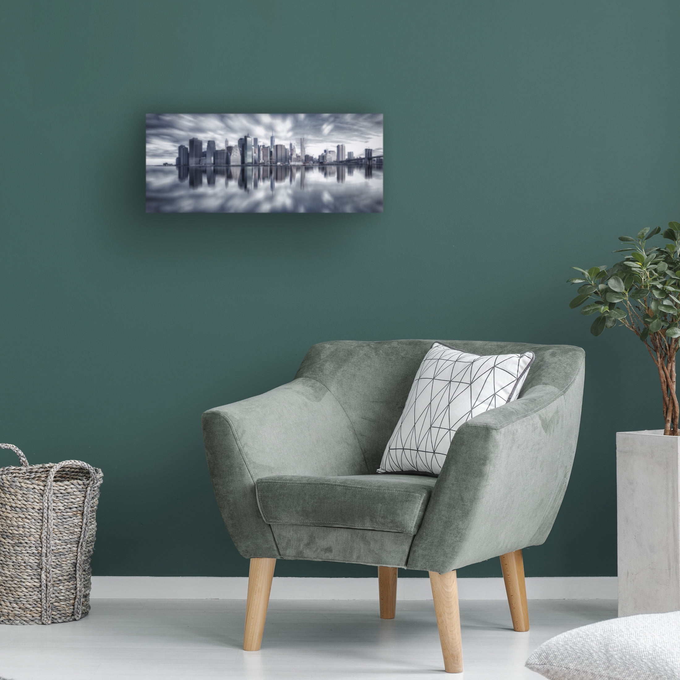 Canvas Wall Art - Michael Zheng 'Manhattan Reflection' Wall Art for Living Room, Bedroom, or Office Décor by Trademark Fine Art - 19 x 8 Inches