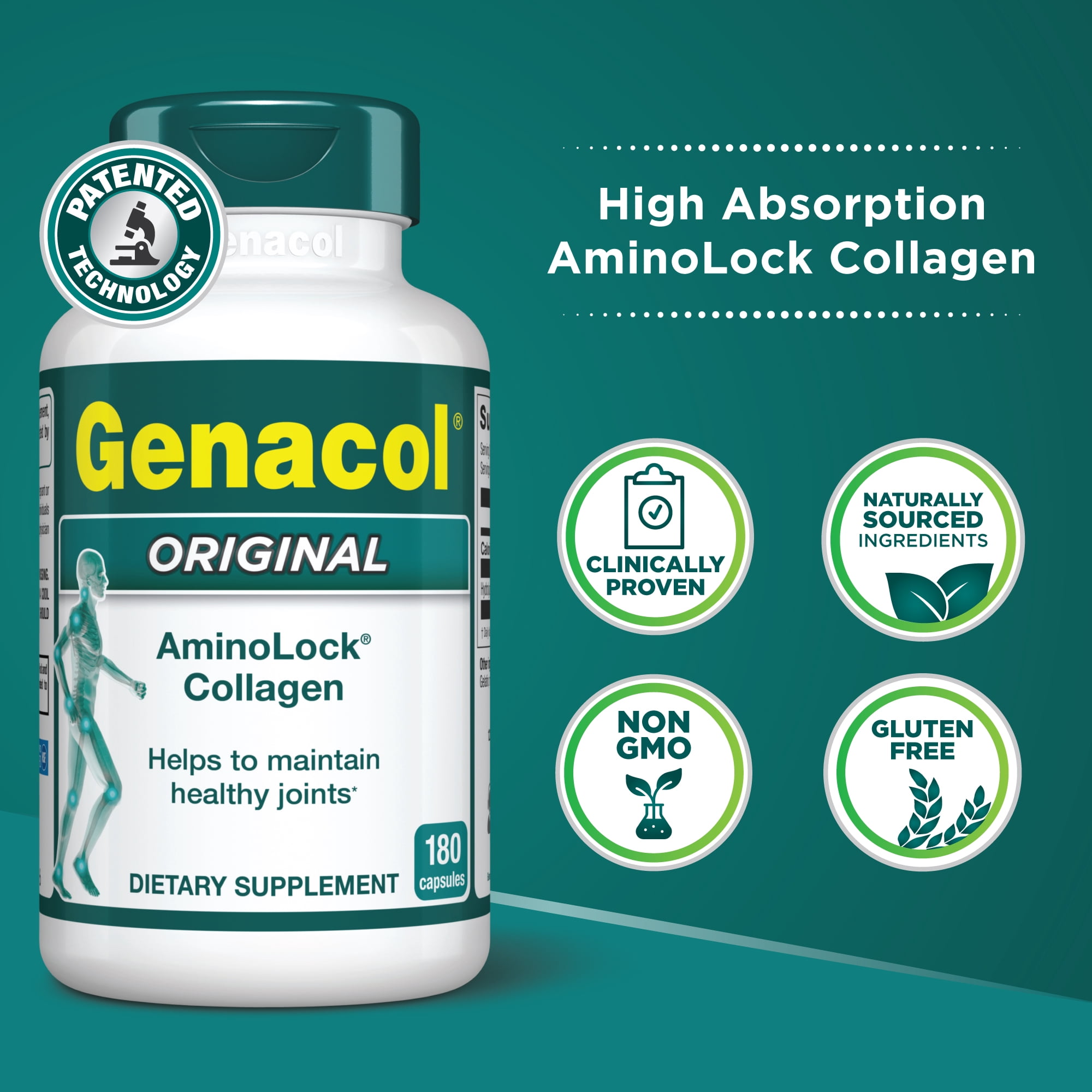 Genacol Original – Ultra-Hydrolyzed Collagen Supplement for Joint & Knee Support, 180 Caps (60-Day Supply)