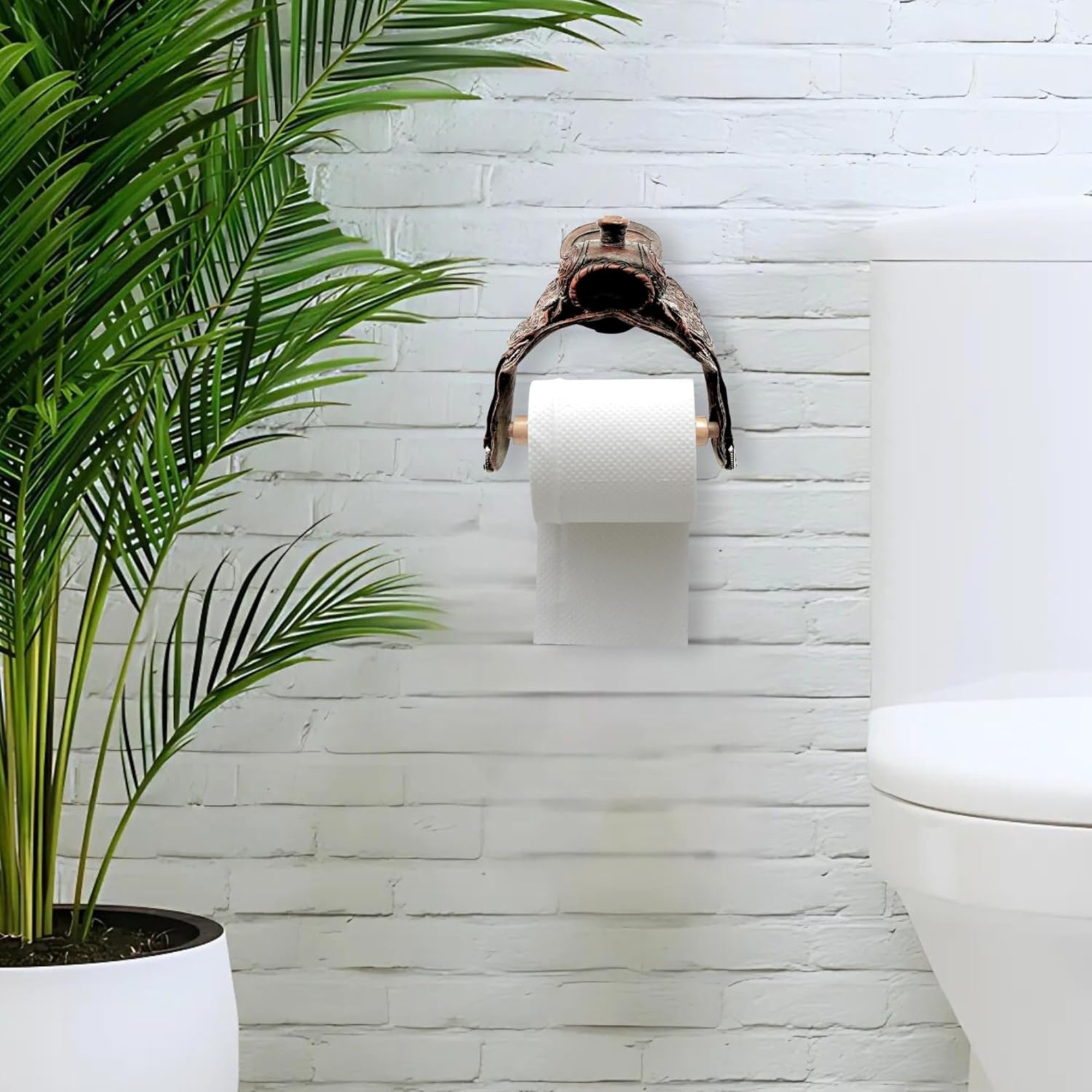 Rustic Resin Western Style Decorative Saddle Toilet Tissue Paper Roll Holder Dispenser Wall Mounted
