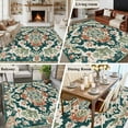 thumbnail image 5 of Area Rug for Living Room, Teal Green Boho Boho Non-Slip Indoor Large Carpet for Bedroom/Dining Room, Abstract Medieval Vintage Floral Washable Low-Profile Rectangle Floor Runner Rugs - 5 x 8 Ft, 5 of 7