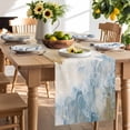 Abstract Beach Ocean Table Runner, Summer Coastal Sea Waves Beige ...