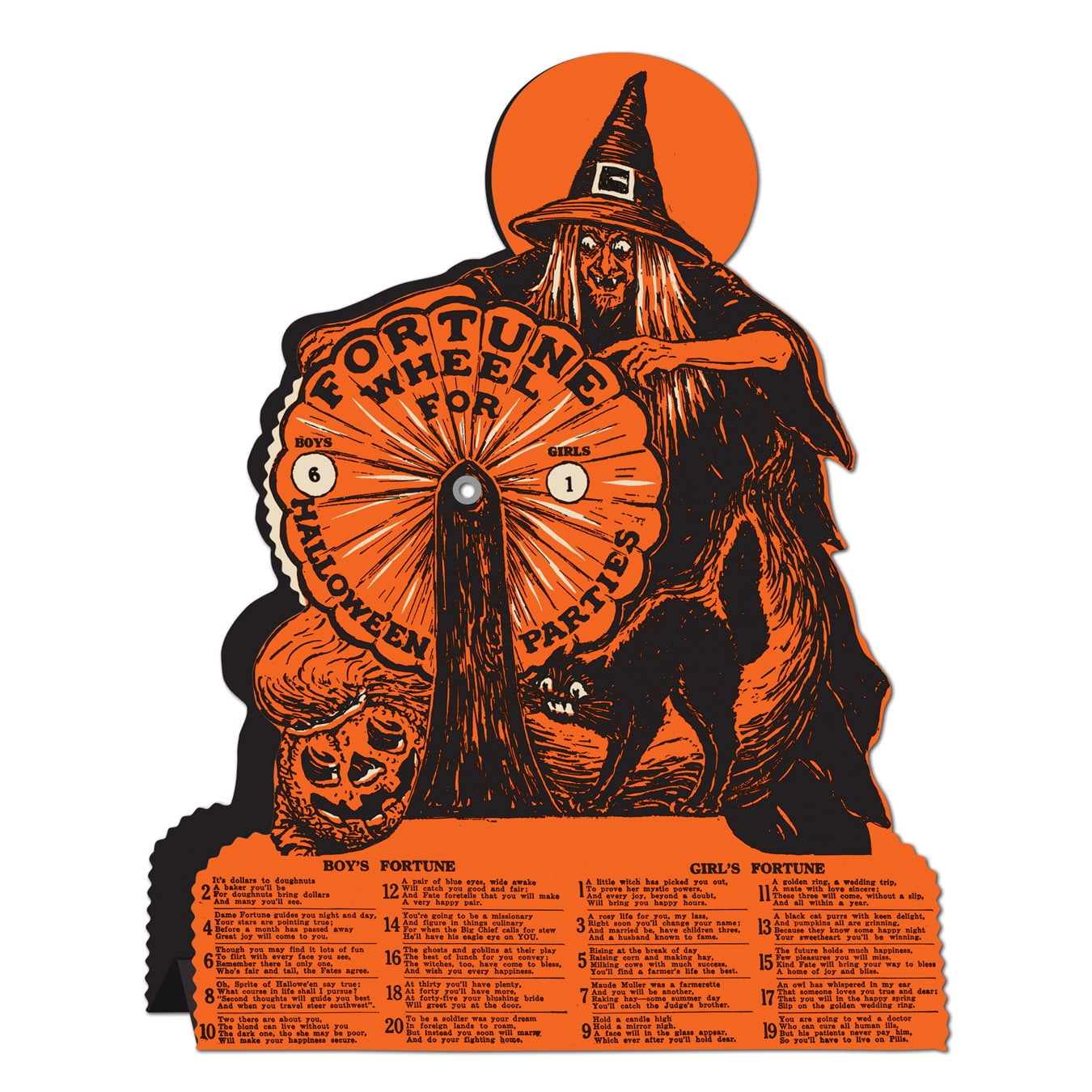 Retro Vintage Halloween Witch Fortune Wheel Game - 1 per package