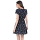 thumbnail image 4 of Vestido Floral Allegra K de Manga Corta con Cinturón y Cuello en V Cruzado para Mujer Talla S Azul, 4 of 6