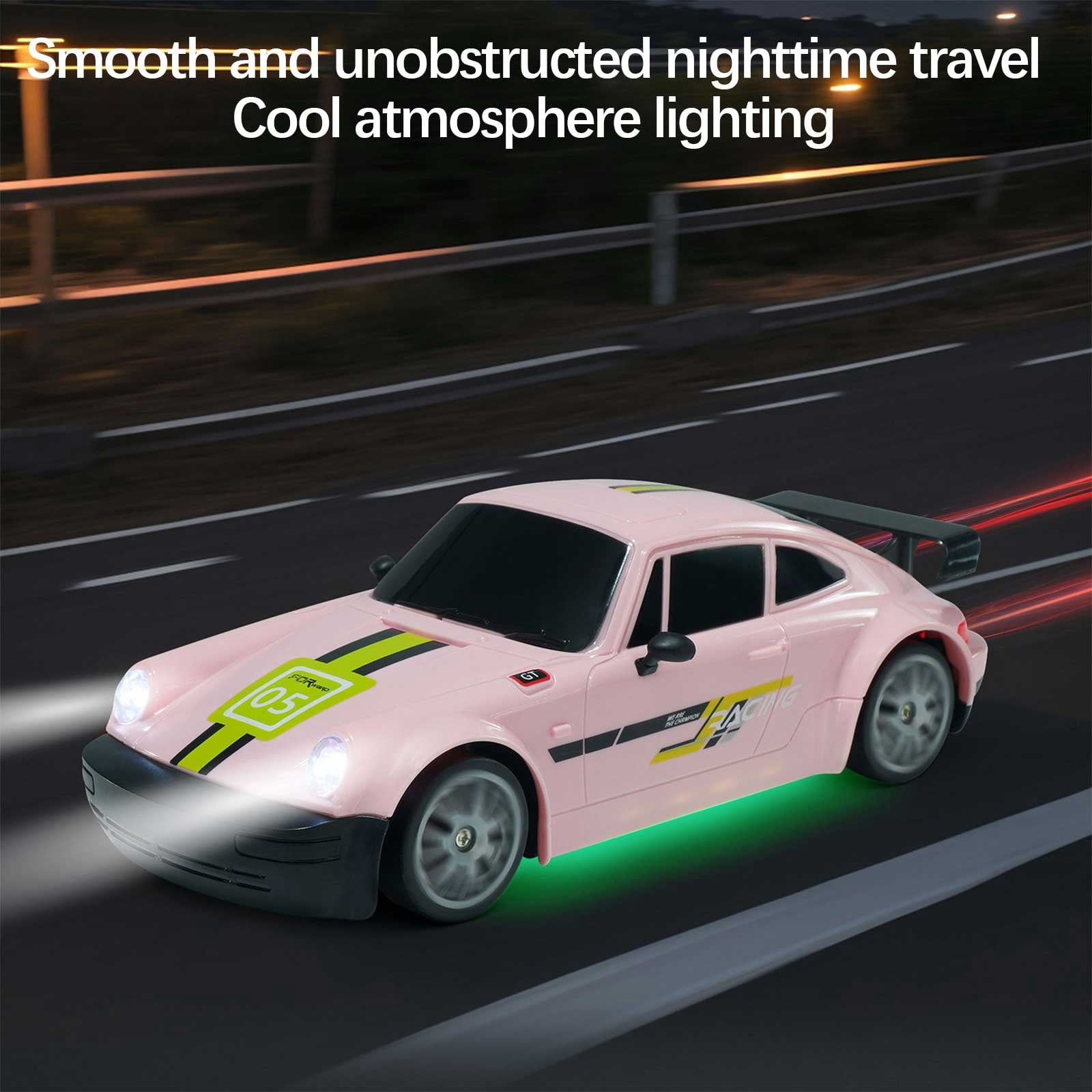 ​1:20 Scale RC Drift Car - 2.4GHz 4WD, 20KM/H High Speed, Rechargeable, LED Lights & Drift Tires (Remote Control Racing Car)​​ A