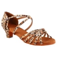 thumbnail image 4 of BIMZUC Girls Soft PU Leather Latin Ballroom Dance Shoes with 1.57 inches / 4 cm Heel, Stylish Leopard Print Closed Toe Design for Children Practice and Performance, Size 28, 4 of 9