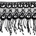 thumbnail image 1 of Kiddo 6.5" White Black Peacock Feather Pattern Venice Lace Fringe Trim by Yard, 1 of 1