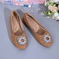 thumbnail image 5 of CQONEPT Women's Pointed Toe Pearl Flats Suede Comfortable Dress Flats for Wedding Non Slip Soft Sole Office Flat Shoes Brown 36, 5 of 6