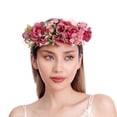 thumbnail image 3 of Headband Hair Garland Floral Headdress Rose Crown Flower Garland Halo Bohemian Party Wedding, 3 of 5