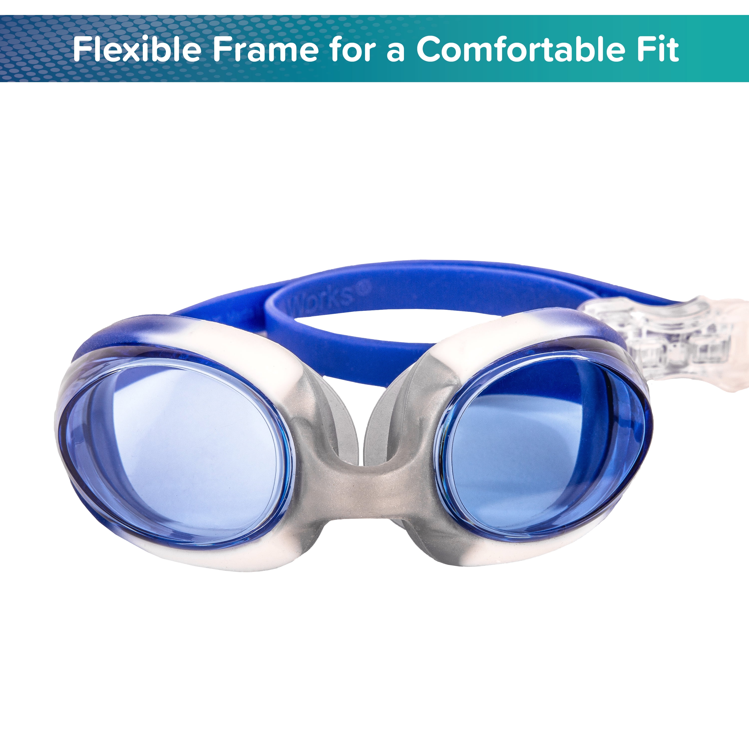 Dolfino Youth Challenger Swimming Sport Silicone Goggles, Blue