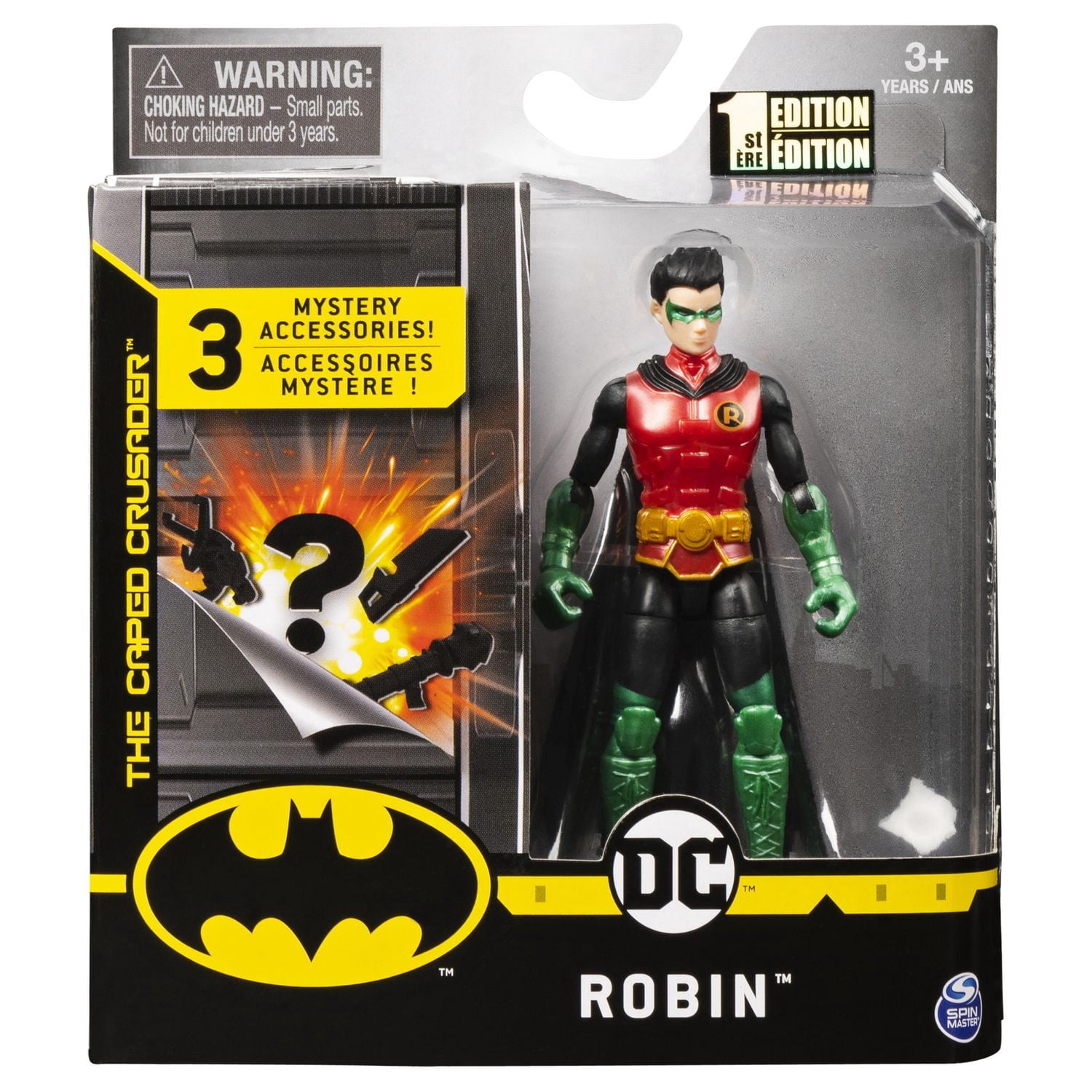 BATMAN, 4-Inch Guardian ROBIN Action Figure with 3 Mystery Accessories, Mission 2