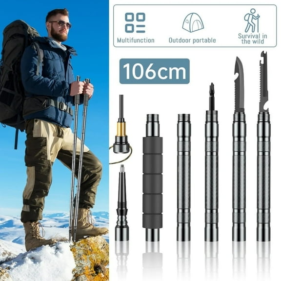 SINGOMON Trekking Pole, Multifunctional Ooutdoor Survival Equipment, Aluminum Alloy, Detachable, Lightweight Tool