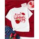 thumbnail image 2 of Camiseta con estampado floral "Feliz Día de San Valentín" - Cuello redondo informal, manga corta para mujer, algodón transpirable, lavable a máquina, 2 of 7