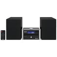 thumbnail image 1 of Jensen JBS-210 Sistema estéreo compacto moderno de 3 piezas con Bluetooth, reproductor de CD, estéreo digital AM/FM con altavoces, entrada auxiliar y control remoto incluidos (negro/plateado), 1 of 5