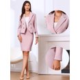 thumbnail image 2 of DARING DIVA 2Pcs Women's Office Double Breasted Blazer Pencil Skirt Set M Pink, 2 of 5
