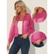 thumbnail image 2 of Chaqueta Bombardero Transparente Manga Larga Ligera Cremallera Verano Mujer Allegra K Rosa Caliente L, 2 of 6