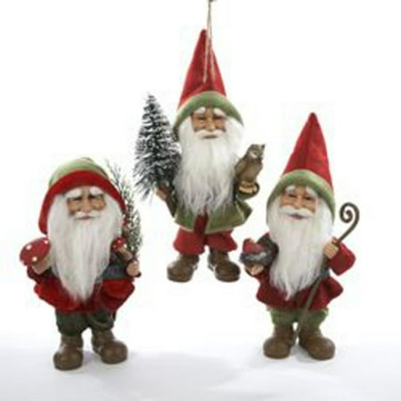 set of 3 storybook garden red and green woodland gnome christmas ornaments - Gnome Christmas Decorations set of 3 storybook garden red and green woodland gnome christmas ornaments - Gnome Christmas Decorations