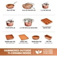 thumbnail image 2 of Gotham Steel Hammered 15 Pc Ceramic Cookware Set Nonstick, Deep Copper Pots and Pans Set Non Stick with Bakeware & Deep Fry Pan, Non Toxic Induction Oven and Dishwasher Safe, 2 of 7
