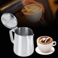 thumbnail image 2 of Jarra para espumar leche, jarra de café con taza de espuma de leche de acero inoxidable de 350 ml, rendimiento sólido Jadeshay A, 2 of 8