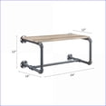 thumbnail image 2 of Industrial Wood + Metal Wall Rack with Shelf & Towel Holder, Mankato Oak & Light Gray | Industrial | Bathroom, 2 of 5
