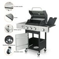 3Burner Propane Gas BBQ Grill with Side Burner, 37230BTU Output With