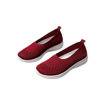 

Gomelly Ladies Walking Shoe Mesh Shoes Hollow Out Sneakers Breathable Comfort Loafers Running Sports Red 3# 7.5