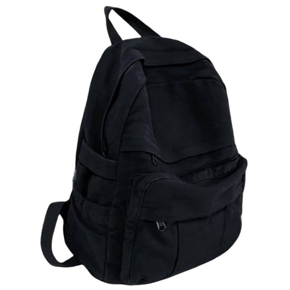 Mochila GAMLFL de lona negra con estética retro para mujeres y hombres