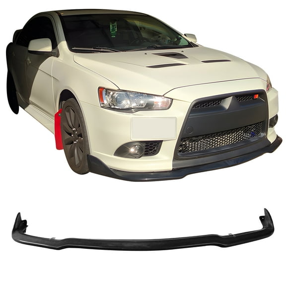 Ikon Motorsports Front Bumper Lip Compatible with 2009-2014 Mitsubishi Lancer Ralliart CS Style Unpainted Black PU Air Dam Chin Spoiler Protector Splitter