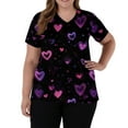 thumbnail image 5 of Stichou Womens Valentines Scrub Tops Plus Size Love Heart Graphic Happy Short Sleeve Medical Nursing Uniforms Lightweight V Neck Workout Clothes with Pockets Dark Blue 5XL, 5 of 5