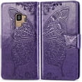 thumbnail image 2 of Designed for Samsung Galaxy S9 Phone Case Wallet,Butterfly Embossed PU Leather Flip Folio Cover Credit Card Holder Slots Stand with Wrist Strap Phone Case for Samsung S9 5.8 Inch (Purple), 2 of 13