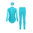 thumbnail image 2 of Miutii Kids Girls Gymnastics Outfits Figure Skating Costume Ballet Dance Leotards with Leggings Pants and Hair Band Blue Green 6, 2 of 5
