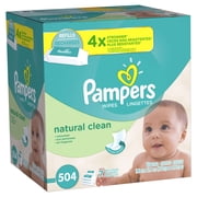 Pampers Baby Wipes Natural Clean 7 Refill Packs, 504 Total Wipes