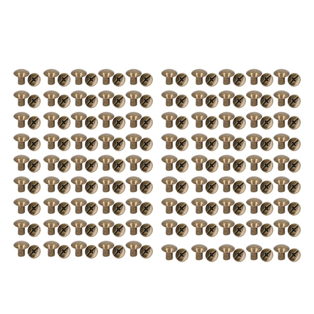 Leather Screw Rivets,90 Sets Book Binding Round Head Copper Rivets Fasteners Book Binding Screw Elevated Design