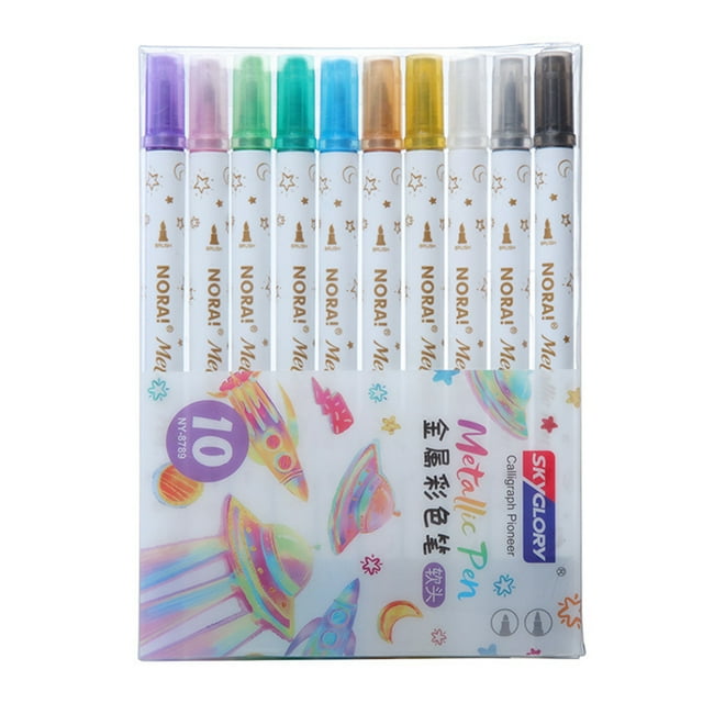 Amdohai 10 Colors Highlighters Set Double Tipped Colored Pens Felt Tip Marker Pens Assorted Colors for Teachers and Students Notes Taking Reading Painting Artists Sketching