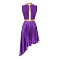thumbnail image 2 of ZDHoor Womens Metallic Praise Dance Dress Overlays Tunics Asymmetrical Liturgical Lyrical Worship Costume Purple M, 2 of 6