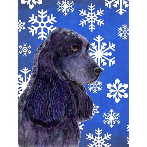 11 x 15 In. Cocker Spaniel Winter Snowflakes Holiday Flag, Garden Size