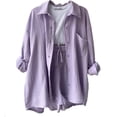 thumbnail image 1 of Conjunto de dos piezas de blusa de muselina de verano SCZ morado claro S, 1 of 5
