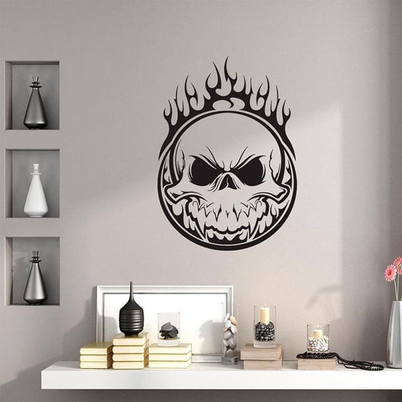 Creative Skulls Ghost Rider Wall Sticker Vinyl Home Decor For Boys Room Teens Bedroom Decals Removable Murals Wallpaper 42x59cm