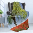 thumbnail image 4 of Poppy Flower Soft Flannel Fleece Blanket, Landscape of Blooming Poppies on Field Majestic Tree Rural Terrain Habitat, Cozy Plush for Indoor and Outdoor Use, 50" x 70", Green Red Blue, by Ambesonne, 4 of 5