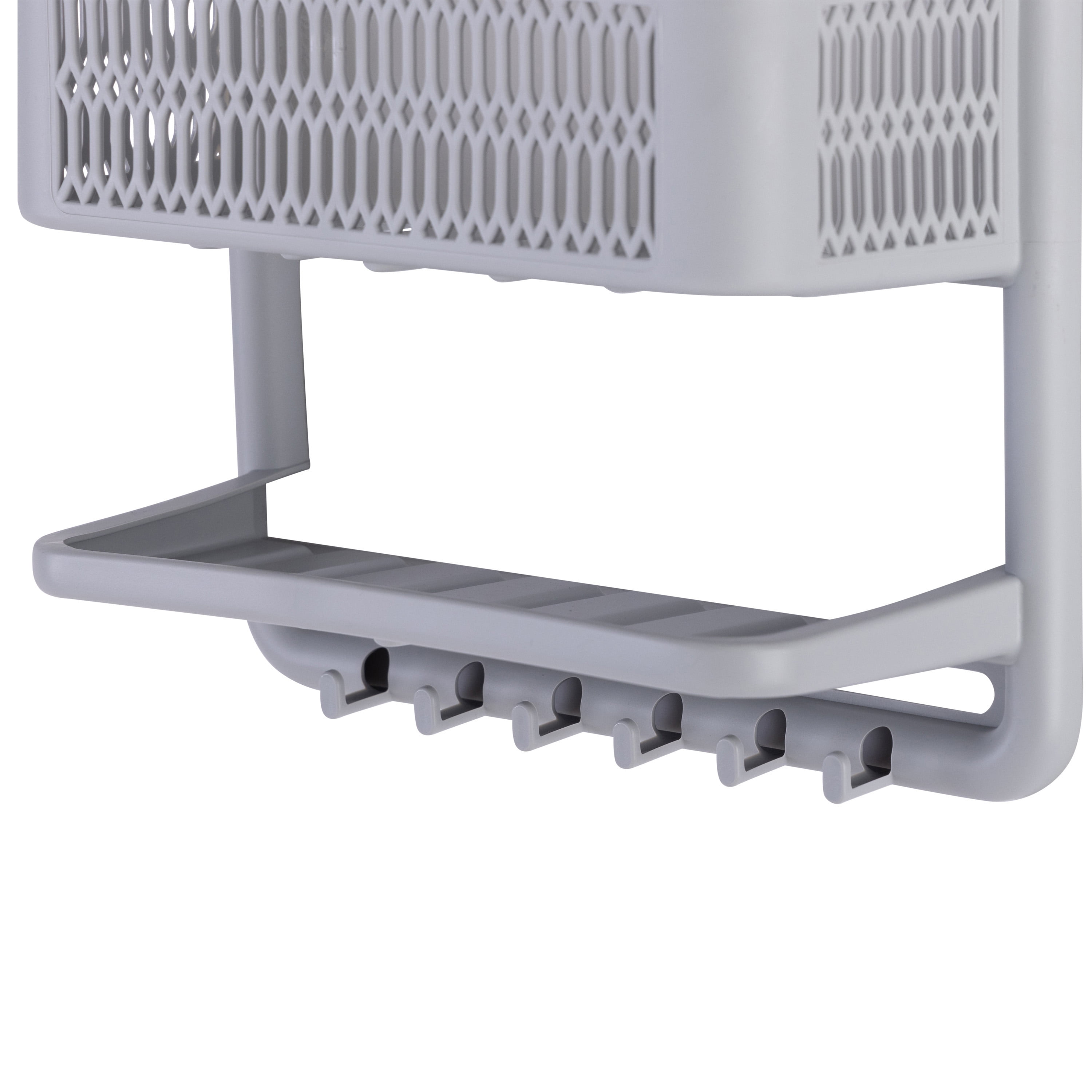 Bath Bliss Gray Plastic 4-Shelf Tension Pole Freestanding Shower